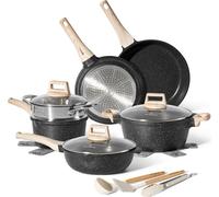 Batterie de cuisine 10 pièces avec cuiseur à vapeur Antiadhésif en Granit noir Just perfecto JL-30