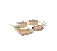 Batterie de cuisine 10 pièces Tous feux dont induction Beige Herzberg HG9016-BEJ