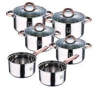 Batterie de cuisine 10 pièces en acier inoxydable 2 x Ø16 cm 2 x Ø18 cm 2 x Ø20 cm avec couvercles San Ignacio