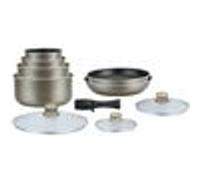 Batterie de cuisine revêtement pierre avec manche amovible 10 pieces Carbone Hagen HA04616-CAR