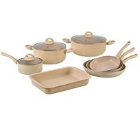 Batterie de cuisine 10 pièces Tous feux dont induction Beige Herzberg HG9016-BEJ