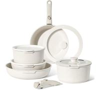Just Perfecto JL-999 : ensemble de 11 pièces de batterie de cuisine en granit avec poignées amovibles - Beige