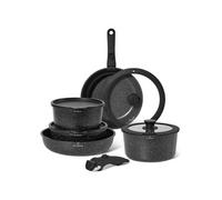 Herzberg Batterie de cuisine Just Perfecto JL-998 – 11 pièces, granit, induction – Noir