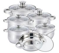 Batterie de cuisine Herzberg 12 pièces en acier inoxydable