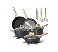 Just Perfecto JL-32 : ensemble de 13 pièces de batterie de cuisine en granit - Noir