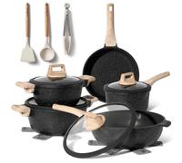 Just Perfecto Batterie de cuisine JL-889 – 14 pièces, antiadhésif granit, tous feux/induction, noir