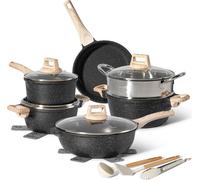 Batterie de cuisine 15 pièces avec cuiseur à vapeur Antiadhésif en Granit noir - Tous feux dont induction Just perfecto JL-780