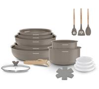 Batterie de cuisine 18 pèces poignée amovible Taupe Arthur Martin AM7887
