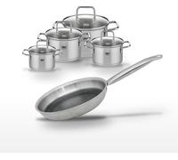 Batterie de cuisine 2× faitout 12/14 cm 1× faitout 16 cm 1× faitout 20 cm 1× poêle 24 cm en inox Elo Collection Relief Solution Citrin