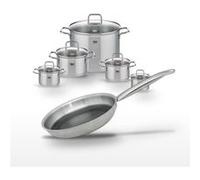 Batterie de cuisine 2 faitouts 12/14 cm 1 faitout 16 cm 2 faitouts 20/26 cm poêle 28 cm Elo Collection Relief Solution Citrin Aluminium|Noir