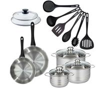 Batterie de cuisine 2 poêles 20/24 cm et couvercle, 3 faitouts 16/20/24 cm et 6 ustensiles Fackelmann Geneva