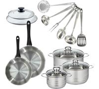 Batterie de cuisine 2 poêles 20/24 cm et couvercles, 3 faitouts 16/20/24 cm et 6 ustensiles Fackelmann Geneva