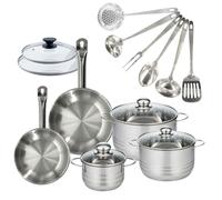 Batterie de cuisine 2 poêles 20/24 cm et couvercles, 3 faitouts 16/20/24 cm et 6 ustensiles Fackelmann Eterna