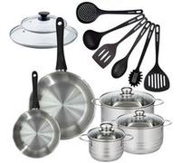 Batterie de cuisine 2 poêles 20/28 cm et couvercle, 3 faitouts 16/20/24 cm et 6 ustensiles Fackelmann Geneva