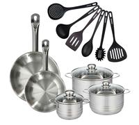 Batterie de cuisine 2 poêles 24/28 cm, 3 faitouts 20/24/16 cm et 6 ustensiles de cuisine Fackelmann Eterna