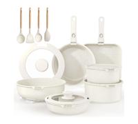 YASHE Batterie de cuisine 21 pièces, Ensemble de casseroles et poêles antiadhésifs, Blanc