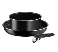 Batterie de cuisine 3 Pièces Aluminium Revêtement Anti-adhésif Tous Feux Dont Induction Poignée Amovible Easy Cook'n Clean TEFAL
