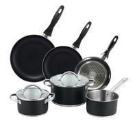 Batterie de cuisine 5 pièces Ø16Ø20Ø24 avec couvercles + jeu de poêles Ø16Ø20Ø24 aluminium pressé San Ignacio