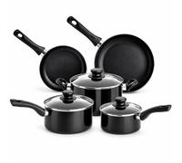 Batterie de Cuisine 5 Pièces Induction Antiadhésive - 2 Poêles 20/24 cm 2 Casseroles 16/18 cm et Faitout 20 cm - Noir