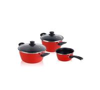 Magefesa Set de casseroles GRANA 5 pièces induction anti-adhésif PFOA-free couvercle en verre rouge