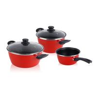 Magefesa Set de casseroles GRANA 5 pièces induction anti-adhésif PFOA-free couvercle en verre rouge