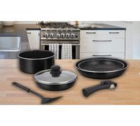 Herzberg HG-8090-7BK : Batterie de cuisine 7 pièces à revêtement en marbre