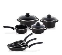 Batterie de cuisine 7 pièces Jeu 3 poêles 18-20-24 cm induction antiadhésives Magefesa KENIA Noir