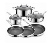 Batterie de Cuisine 9 Pièces Inox 18/10 Triply Nid d’Abeille, 3 Poêles 20/24/28, Casserole, Sauteuse, Faitout