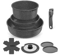 Batterie de Cuisine 9 Pièces, Set de Casseroles et Poêles Antiadhésives, sans PFOA