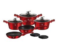 Batterie De Cuisine À Induction 10 Pièces Aluminium Antiadhésif Sans Pfoa, , Rouge, Berlinger Haus, Burgundy