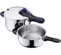 Batterie de cuisine à induction, 2 pièces, cuve à vapeur 4,5 l + 3 l, acier au chrome-manganèse, 2 zones de cuisson, bouton de réglage de la température à une main