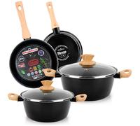 Magefesa Orbe Set de 6 casseroles à induction anti-adhésives Couvercle en verre noir