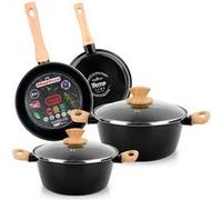 Batterie de Cuisine à Induction 6 Pièces Antiadhésif sans PFOA Design Moderne Magefesa Orbe Noir Noir G