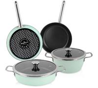 Batterie de Cuisine à Induction 6 Pièces Antiadhésif sans PFOA Design Vintage Nordic Verde