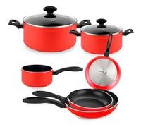 Batterie de Cuisine à Induction 8 Pièces Aluminium Forgé Antiadhésif sans PFOA FAGOR Maxima Rouge Rouge G