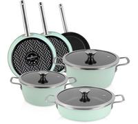 Batterie De Cuisine À Induction 9 Pièces Antiadhésif Sans Pfoa Design Vintage, , Vert, Magefesa, Nordic