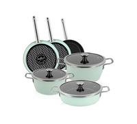 Batterie De Cuisine À Induction 9 Pièces Antiadhésif Sans Pfoa Design Vintage, , Vert, Magefesa, Nordic