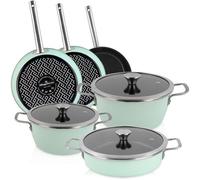 Batterie De Cuisine À Induction 9 Pièces Antiadhésif Sans Pfoa Design Vintage, , Vert, Magefesa, Nordic