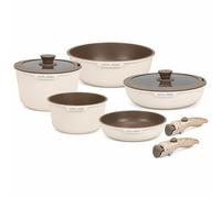 Batterie de cuisine à induction 9 pièces Casseroles en acier inoxydable avec couvercles en verre Convient à tous les types de cuisinières Lavable au lave-vaisselle – Royal Swiss