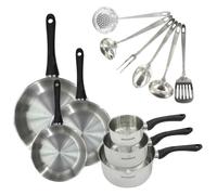 Batterie de cuisine à induction - FACKELMANN - Geneva - Inox 18/8 - 12 pièces - 3 poêles, 3 casseroles et 6 ustensiles