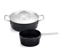 Batterie de cuisine ADAMANT, couvercles de marmite en acier inoxydable, set de 2 pc, noir, aluminium, Fissler