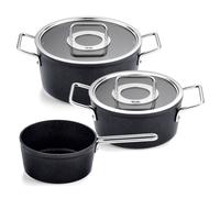 Batterie de cuisine ADAMANT, couvercles de marmite en verre, set de 3 pc, noir, aluminium, Fissler