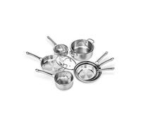 Batterie de cuisine - ALIGHTUP - Set de 4 poêles 20 24 24 et 28 cm, 2 casseroles 16 18 cm et 1 faitout 26 cm en inox, 4 couvercles