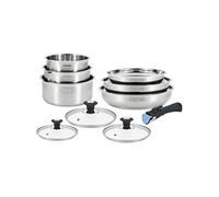 Set de casseroles à induction - ARTHUR MARTIN - AM0006 - inox 18/10 - 10 pièces - poignée amovible