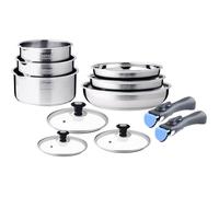 Ensemble de batterie de cuisine en acier inoxydable ARTHUR MARTIN AM3220, 11 pièces, compatible induction, avec couvercles en verre