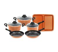 Herzberg Batterie de cuisine HG04838-COP en cuivre anti-adhésive 9 pièces