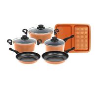 Batterie de cuisine anti-adhésive en cuivre 9 pièces Herzberg HG04838-COP