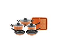 Herzberg Batterie de cuisine HG04838-COP en cuivre anti-adhésive 9 pièces
