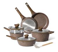 Batterie de cuisine 14 pièces avec cuiseur à vapeur Antiadhésif en Granit marron Just perfecto JL-26