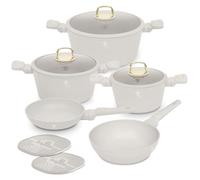 Batterie de cuisine antiadhésive Berlinger Haus, aluminium forgé, induction, 10 pièces, TitanPro, poignée ergonomique, couvercle en verre, collection Sahara